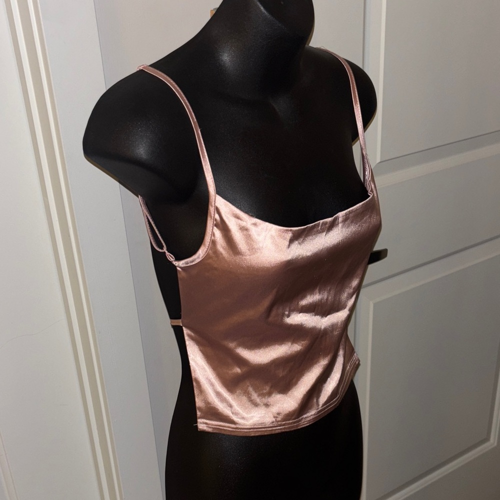 2/$20 PrettyLittleThing Sleek Satin Pink Backless Crop Top